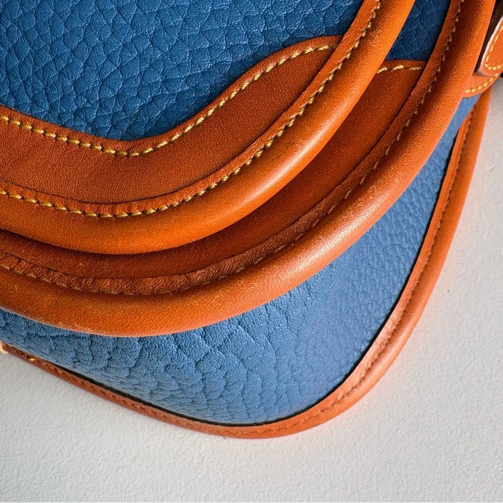 Dooney and Bourke awl French Blue Leather Surrey Messenger Carrier Crossbody Bag - Picture 7 of 16